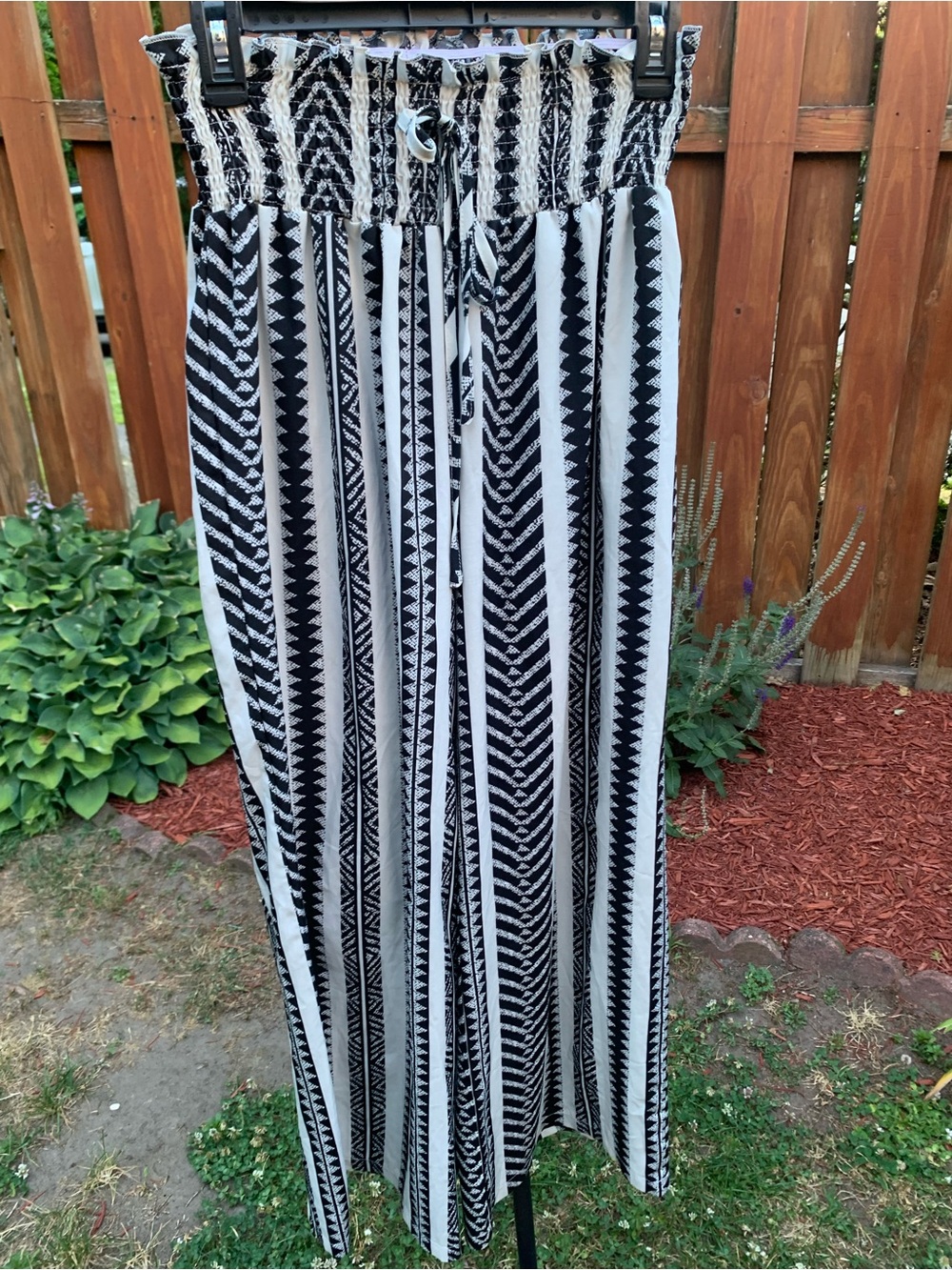 SHEIN Black and White Tribal Stripe Maxi Skirt